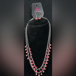 Paparazzi Silver Necklace with Pink Accents